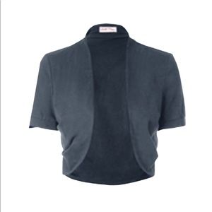 BELLE POQUE Modest Shrug Lightweight Cool Gray Short Sleeve Cropped Cardigan